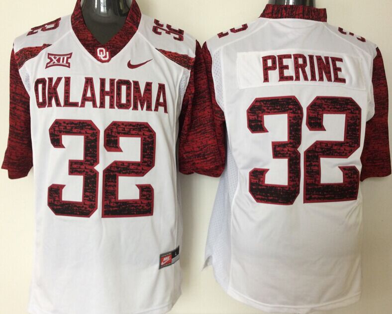 Men Oklahoma Sooners #32 Perine White Nike 2025 NCAA Jersey style 1->ncaa teams->NCAA Jersey